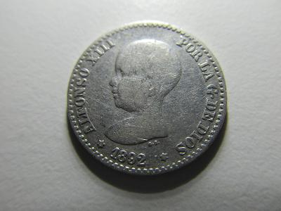 Španělsko. 50 cent 1892 Alfonso XIII.