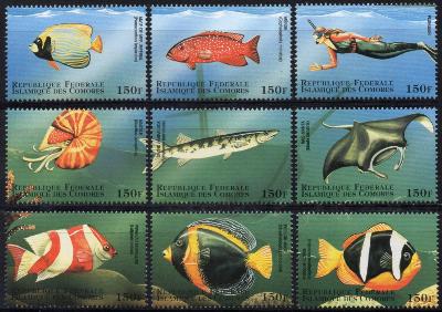 Komory-Mořská fauna 1998**  Mi.Klb.1228-1236 / 6,50 €