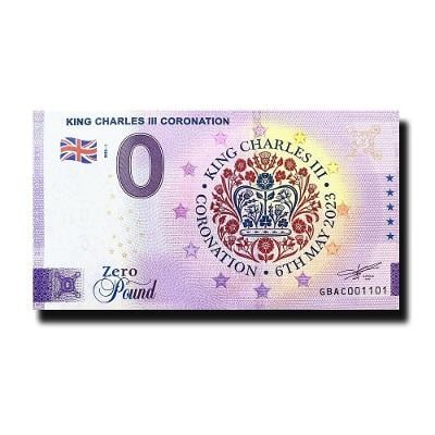 Euro bankovka King Charles III Coronation - Official Colored zero poun