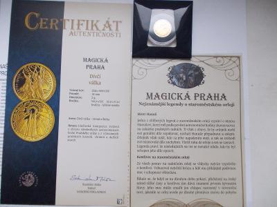 Zlatá mince-Magická Praha-Staroměstský orloj+certifikát