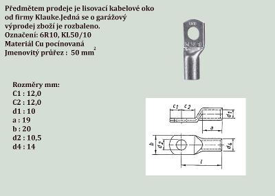 Klauke 6R10 kabelové oko 180 ° M10 50 mm² Ø otvoru: 10.5 mm