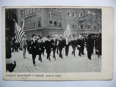 Husovy slavnosti v Praze - Američtí hosté - z roku 1903