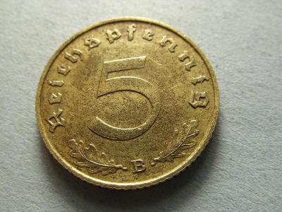 Německo, DRITTES REICH, 5 Reichspfennig z roku 1939 B