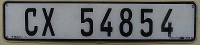 Registrační značka Jihoafrická republika CX 54854