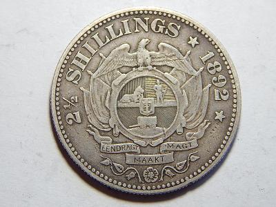 Južná Afrika 2 ½ Shillings 1892 Ag RRR VF-XF č00077