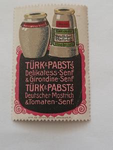 4x Zálepka Türk Pabst´s Delikatess /Nemecko Deutscher Mostrich reklama