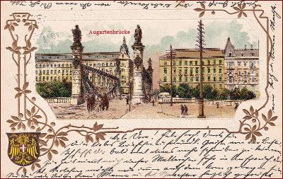Wien (Vídeň) * Augartenbrücke, most, tlačená koláž * Rakousko * Z084