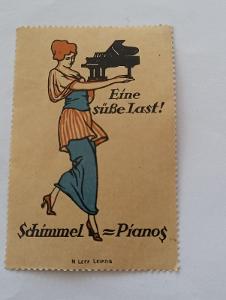 Zálepka Schimmel Pianos / Nemecko reklama N.Leff Leipzig