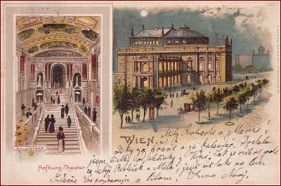 Wien (Vídeň) * Hofburgtheater, divadlo, litografie * Rakousko * Z177