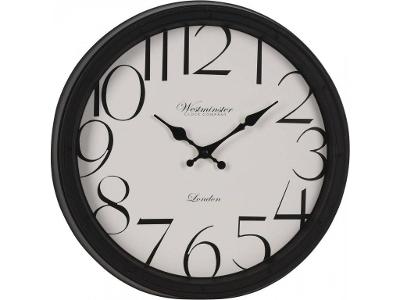 Nástěnné hodiny s velkými číslicemi, černé, O 40 cm