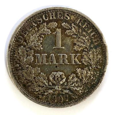 Stříbrná 1 Marka 1907 F Německo