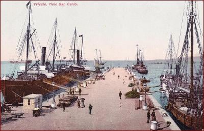 Trieste (Terst) * San Carlo - přístav, lodě, molo * Itálie * Z845