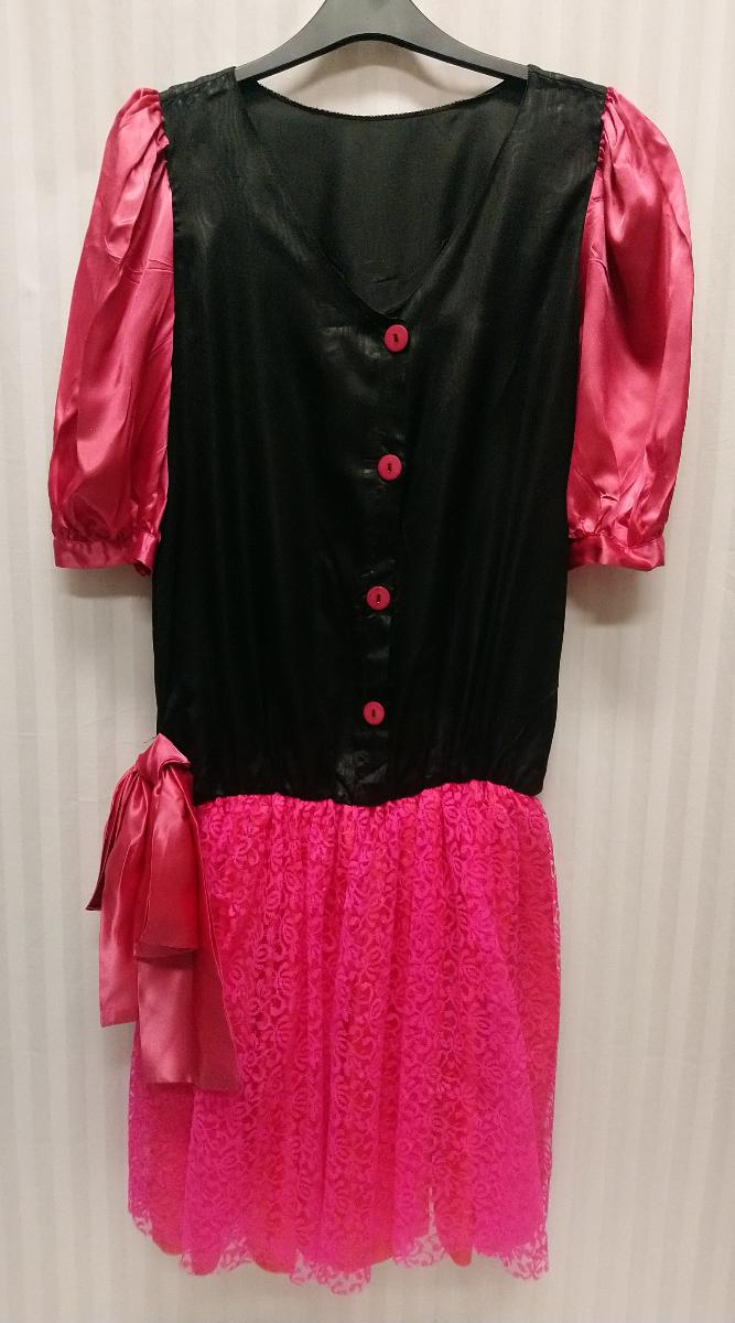 Dámsky kostým Retro Šaty čierno sýto ružové, L/XL - undefined