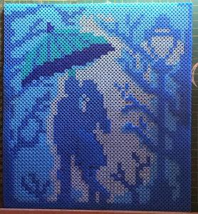 Mozaika, Pixel Art -  Romatika v modré, Siluet