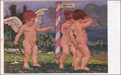 Deti * Adam a Eva, naháč, anjel, krajina, sign. Wachsmann * M5825