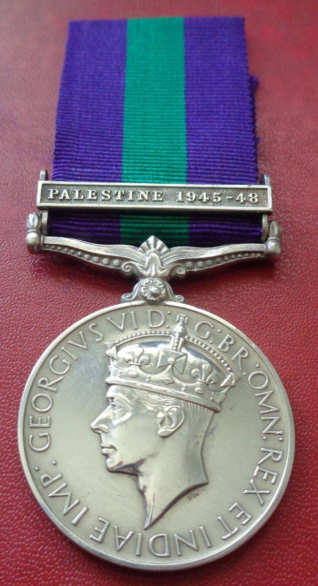 Anglicko Medaila za všeobecné služby + stužka "Palestine" Striebro poriadok - Zberateľstvo