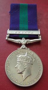 Anglie Jiří VI Medaile za Všeobecné Služby stužka "MALAYA" Stříbro řád