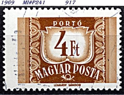 Maďarsko 1969,  PORTO, číslo nad nadpisem