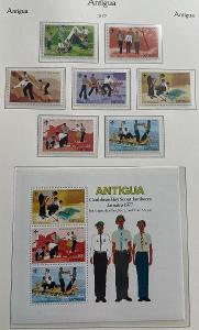 Britská kolonie-Antigua 1977 Mi.459-465 série + blok 29 skauting**