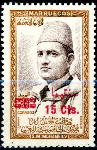 MAROKO: SEVERNÍ ZÓNA - 1957 - Sultán Mohammed V. - přetisk hodnota