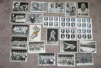 Staré pohlednice, fotografie sport, hokej, moto