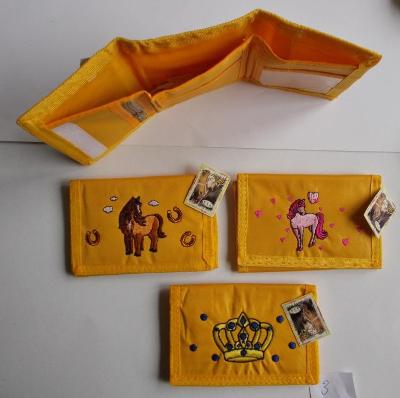 Dětské peněženky s vyšívaným obrázkem - 3 kusy