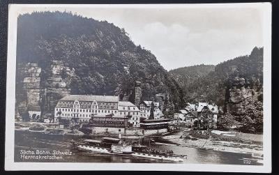 Hřensko - Herrnskretschen - loď na Labi - real photo - 1939