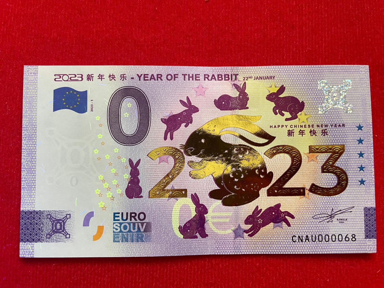 AUKCIE ● Euro Souvenir ● 2023 新年快乐 – YEAR OF THE RABBIT [2023] PRÍTISK - Zberateľstvo