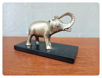 Starý dekorativní figurální těžítko na mramoru - slon  