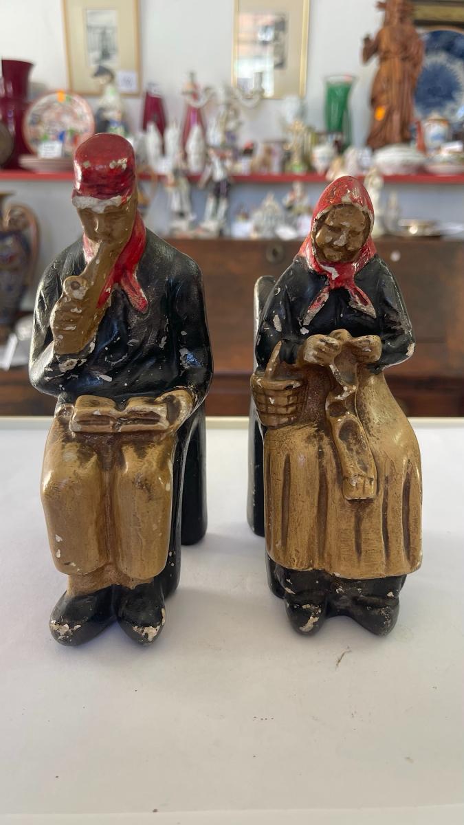 St. sadrové sošky deduška a babičky č. 7693 - Starožitnosti a umenie