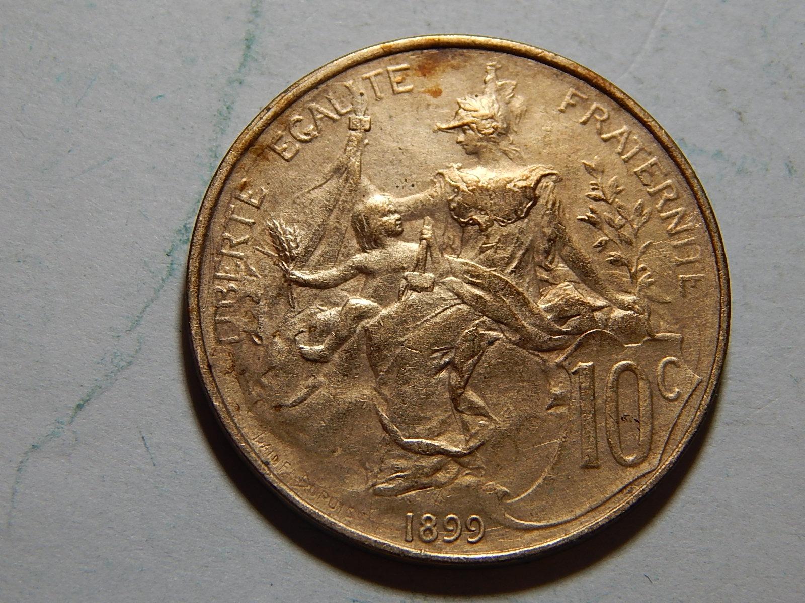 Francúzsko 10 Centimes 1899 XF č36639 - Numizmatika