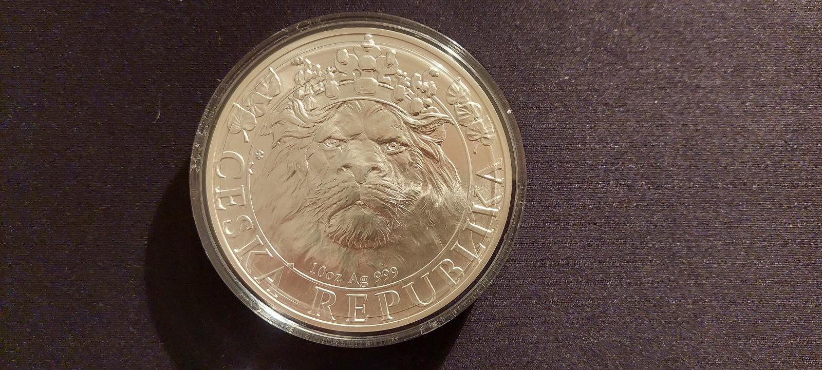 Strieborná desaťncová investičná minca Český lev 2022 stand - Numizmatika