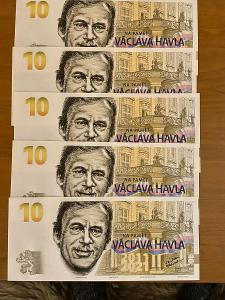 5x Pamětní bankovka Václava Havla (jedna sada)