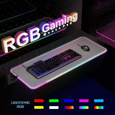 YSAGi RGB herní podložka pod myš XXL 800x300mm LED podložka z PU kůže
