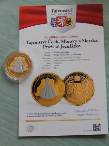 Pozlátená medailaPražské Jezuliatko PROOF s certifikátom