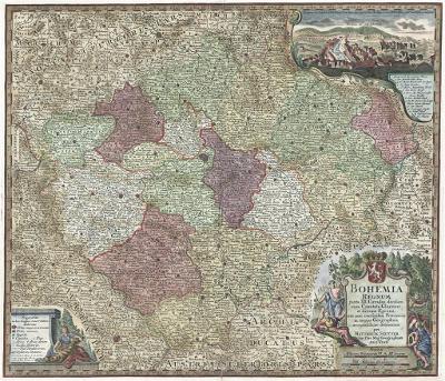 Seutter G.M.: Bohemia Regn., kolor. mědiryt, 1740