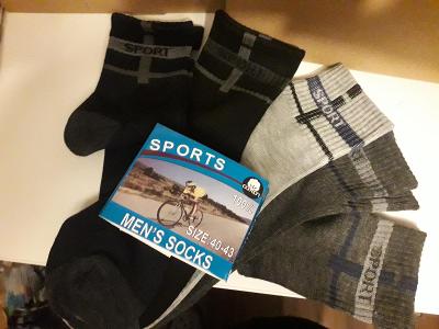 Q9/ športové bavlnené ponožky, sedo - čierne, 5parov