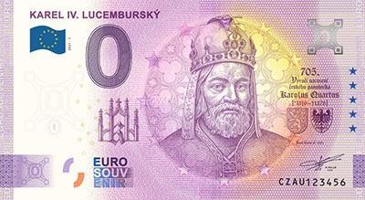 0 Euro Karel IV. + Václav IV. nízké číslo 458 a 1673