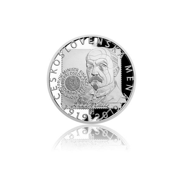 Strieborná medaila Zavedenie československej meny 2019 Rašín (len 700 ks) - Numizmatika