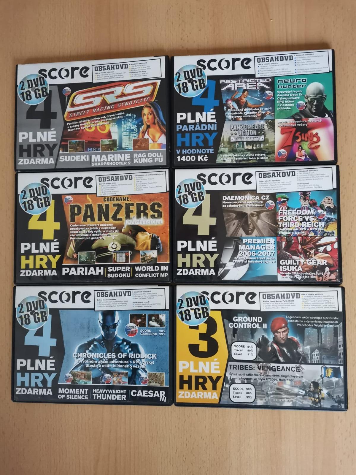 PC Hry z časopisu SCORE - 6ks (8xDVD) + plné hry - Hry