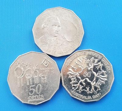 Austrálie lot 3 ks mincí 50 cents každá jiná
