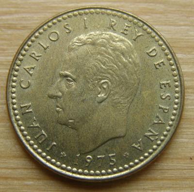 Mince Španělsko - 1 peseta 1975; Stav viz fota