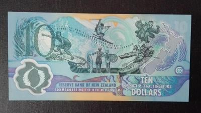10 DOLLARS (2000) NEW ZÉLAND, MILLENIUM,POLYMER,VZÁCNÁ ,HLEDANÁ,UNC