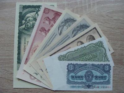 Sada 7 neplatných bankoviek z rokov 1958-1964 UNC, pravé a neperforované