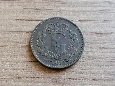 Mince 1/2 Skilling 1857 Dánské království král Fridrich VII. Dánsko