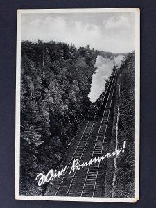 Stará pohlednice lokomotiva Läufer, Görlitz, Sonnenstr. 67. Nachdruck 