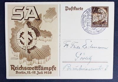 Stará Německá pohlednice SA Postkarte Reichswettkämpfe