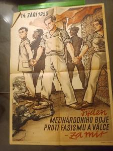 Starý plagát - Boj proti fašizmu 1953