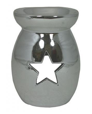 Keramická aromalampa vysoká stříbrná - Hvězda