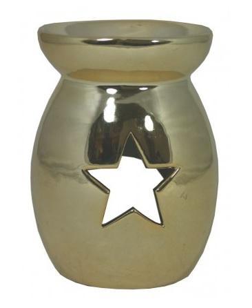 Keramická aromalampa vysoká zlatá - Hvězda